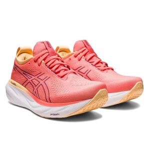 ASICS - Women’s Gel Nimbus 25 Running Athletic lace up shoes Papaya white size 9